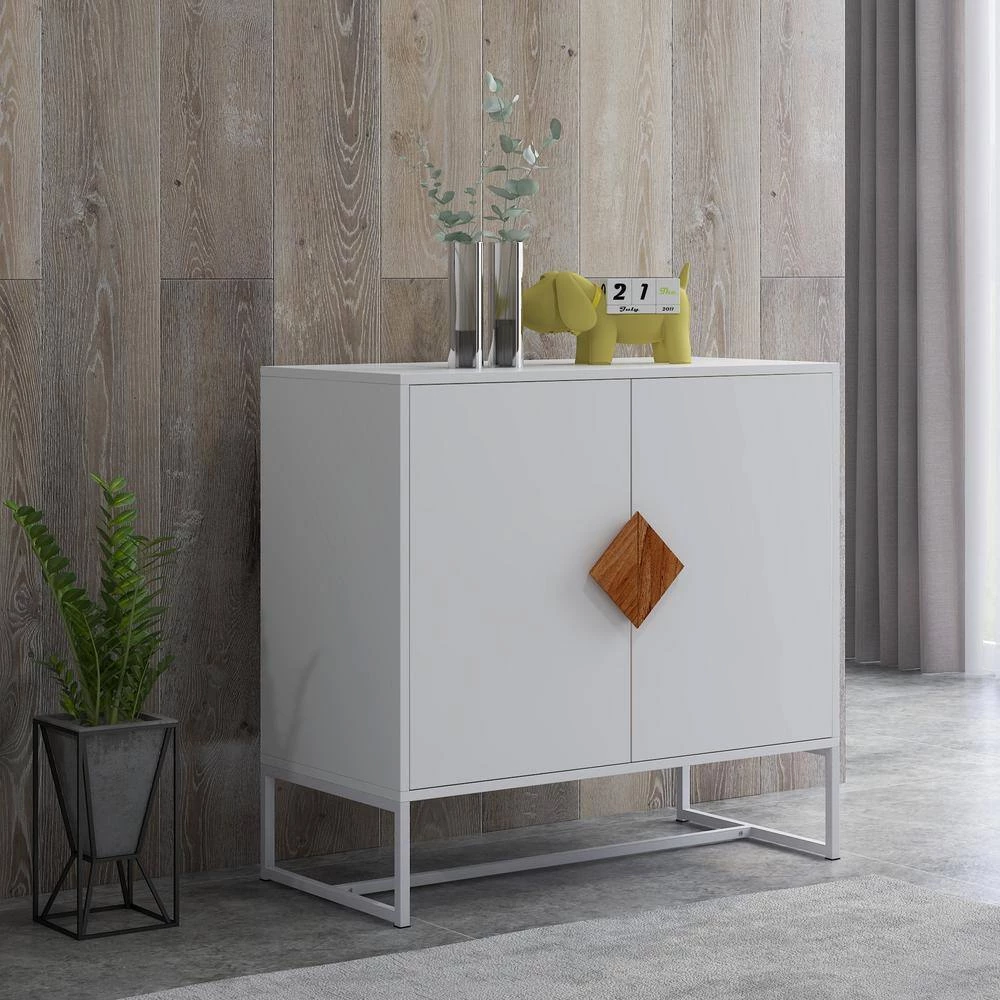 White Sideboard with 2-Doors by ATHMILE 2 White Sideboard with 2-Doors by ATHMILE - Image 2