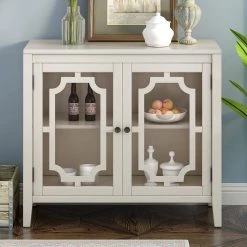 White Sideboard with Decorative Door by ATHMILE -ATHMILE Sales Store white athmile sideboards buffet tables gz b2w20221689 31 1000