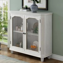 White Sideboard with with Adjustable Shelves by ATHMILE 17 White Sideboard with with Adjustable Shelves by ATHMILE -ATHMILE Sales Store white athmile sideboards buffet tables gz b2w20221692 31 1000