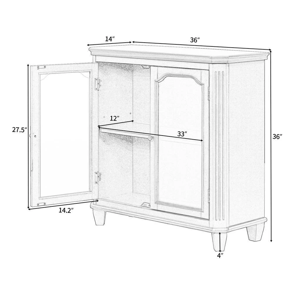 White Sideboard with with Adjustable Shelves by ATHMILE 4 White Sideboard with with Adjustable Shelves by ATHMILE - Image 4