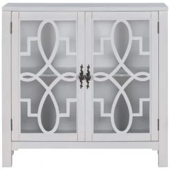 White 36'' Wood Accent Buffet Sideboard Storage Cabinet with Doors and Adjustable Shelf by ATHMILE
