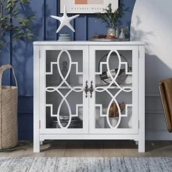 White 36'' Wood Accent Buffet Sideboard Storage Cabinet with Doors and Adjustable Shelf by ATHMILE -ATHMILE Sales Store white athmile sideboards buffet tables gz wf285476aak 66 1000