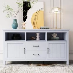 White Sideboard with Cabinet and Drawers by ATHMILE 17 White Sideboard with Cabinet and Drawers by ATHMILE -ATHMILE Sales Store white athmile sideboards buffet tables gzx b2w20221134 31 1000