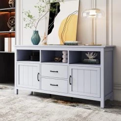 White Sideboard with Cabinet and Drawers by ATHMILE 12 White Sideboard with Cabinet and Drawers by ATHMILE -ATHMILE Sales Store white athmile sideboards buffet tables gzx b2w20221134 4f 1000