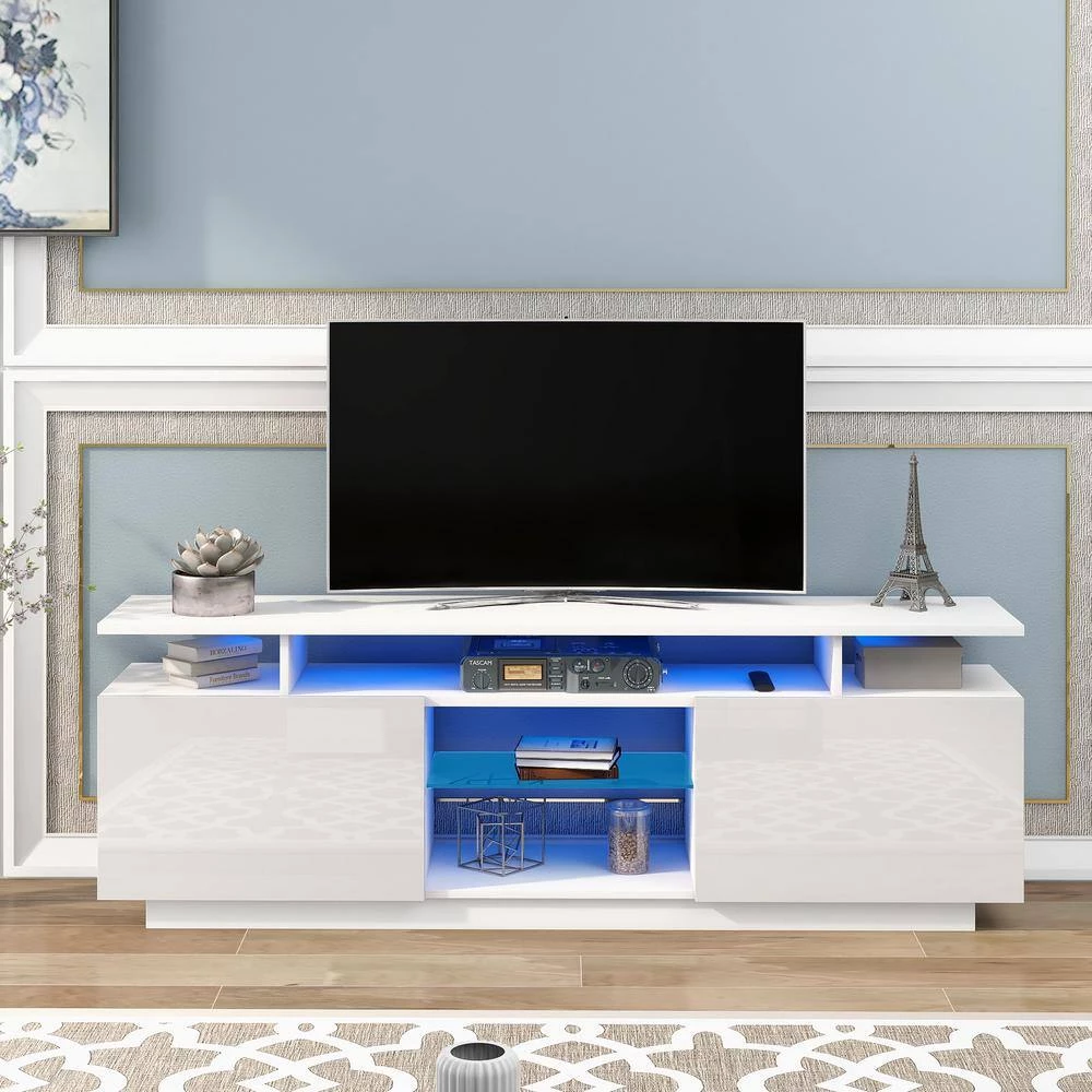 62.9 in. White TV Stand Fits TV's up to 75 in. with LED lights by ATHMILE 10 62.9 in. White TV Stand Fits TV's up to 75 in. with LED lights by ATHMILE - Image 10