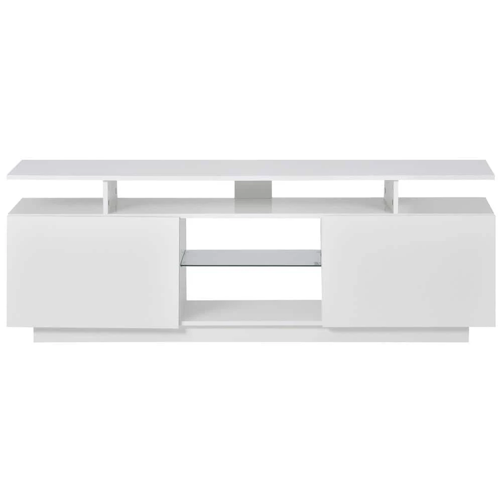 62.9 in. White TV Stand Fits TV's up to 75 in. with LED lights by ATHMILE 1 62.9 in. White TV Stand Fits TV's up to 75 in. with LED lights by ATHMILE