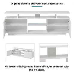 62.9 in. White TV Stand Fits TV's up to 75 in. with LED lights by ATHMILE 17 62.9 in. White TV Stand Fits TV's up to 75 in. with LED lights by ATHMILE -ATHMILE Sales Store white athmile tv stands gz b2w20220194 fa 1000