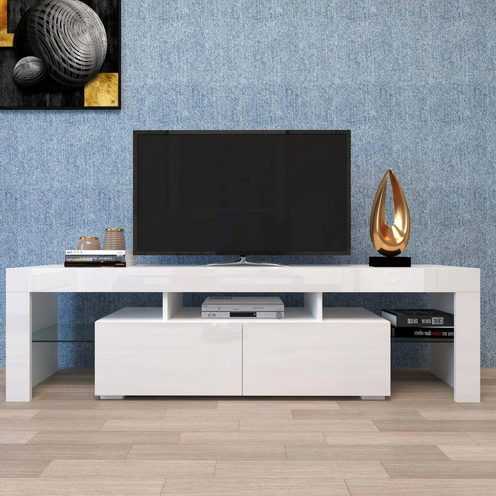 White 62.99 in. TV Stand with w/Remote Control Lights Fits TV's up to 70 in. flat-screen TV by ATHMILE 10 White 62.99 in. TV Stand with w/Remote Control Lights Fits TV's up to 70 in. flat-screen TV by ATHMILE - Image 10