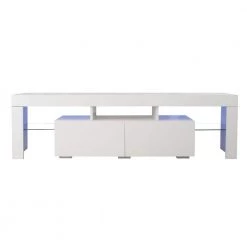 White 62.99 in. TV Stand with w/Remote Control Lights Fits TV's up to 70 in. flat-screen TV by ATHMILE