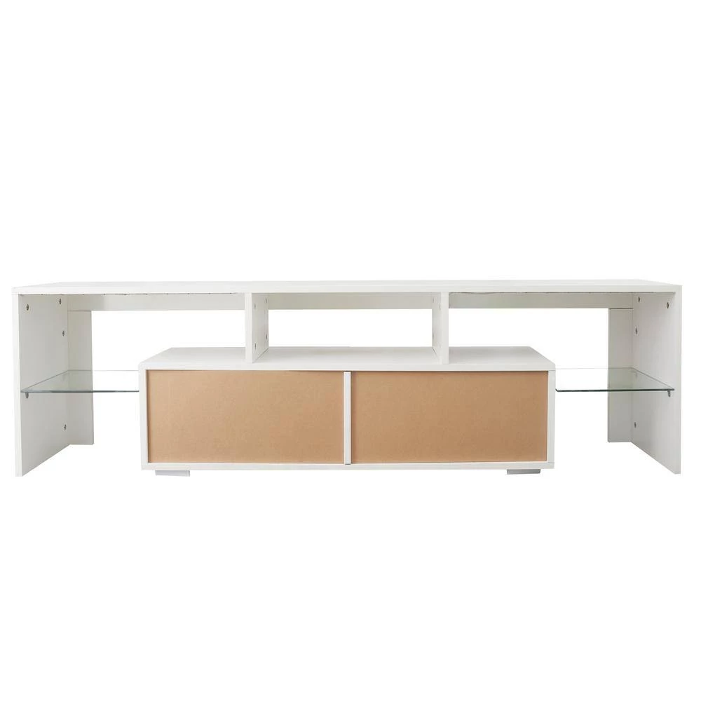 White 62.99 in. TV Stand with w/Remote Control Lights Fits TV's up to 70 in. flat-screen TV by ATHMILE 3 White 62.99 in. TV Stand with w/Remote Control Lights Fits TV's up to 70 in. flat-screen TV by ATHMILE - Image 3