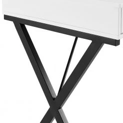 White 43.2 in. Rectangle MDF Table Top 2-Drawers Writing Desk with Black Stoving Varnish Steel Frame by ATHMILE -ATHMILE Sales Store white athmile writing desks gz w48735113 4f 1000