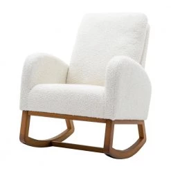 White Teddy Fabric Rocking Chair (Set of 1) by ATHMILE