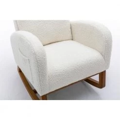 White Teddy Fabric Rocking Chair (Set of 1) by ATHMILE 9 White Teddy Fabric Rocking Chair (Set of 1) by ATHMILE -ATHMILE Sales Store white teddy athmile rockers gliders ottomans ccw39536152 fa 1000