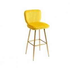 40.55 in. Mustard Velvet Bar Stool (Set of 2) by ATHMILE -ATHMILE Sales Store yellow athmile bar stools ddw39540270 44 1000