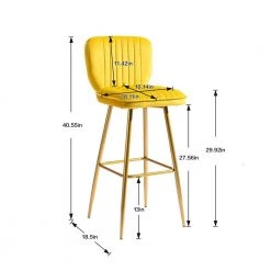 40.55 in. Mustard Velvet Bar Stool (Set of 2) by ATHMILE -ATHMILE Sales Store yellow athmile bar stools ddw39540270 c3 1000