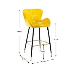 40.94 in. Yellow Low Back Metal Frame Bar Stools with Footrest (Set of 2) by ATHMILE -ATHMILE Sales Store yellow athmile bar stools gz b2w20221707 4f 1000