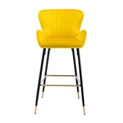 40.94 in. Yellow Low Back Metal Frame Bar Stools with Footrest (Set of 2) by ATHMILE