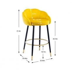 37.4 in. Yellow Low Back Metal Frame Bar Stool with Velvet Seat (Set of 2) by ATHMILE -ATHMILE Sales Store yellow athmile bar stools gz b2w20221708 4f 1000