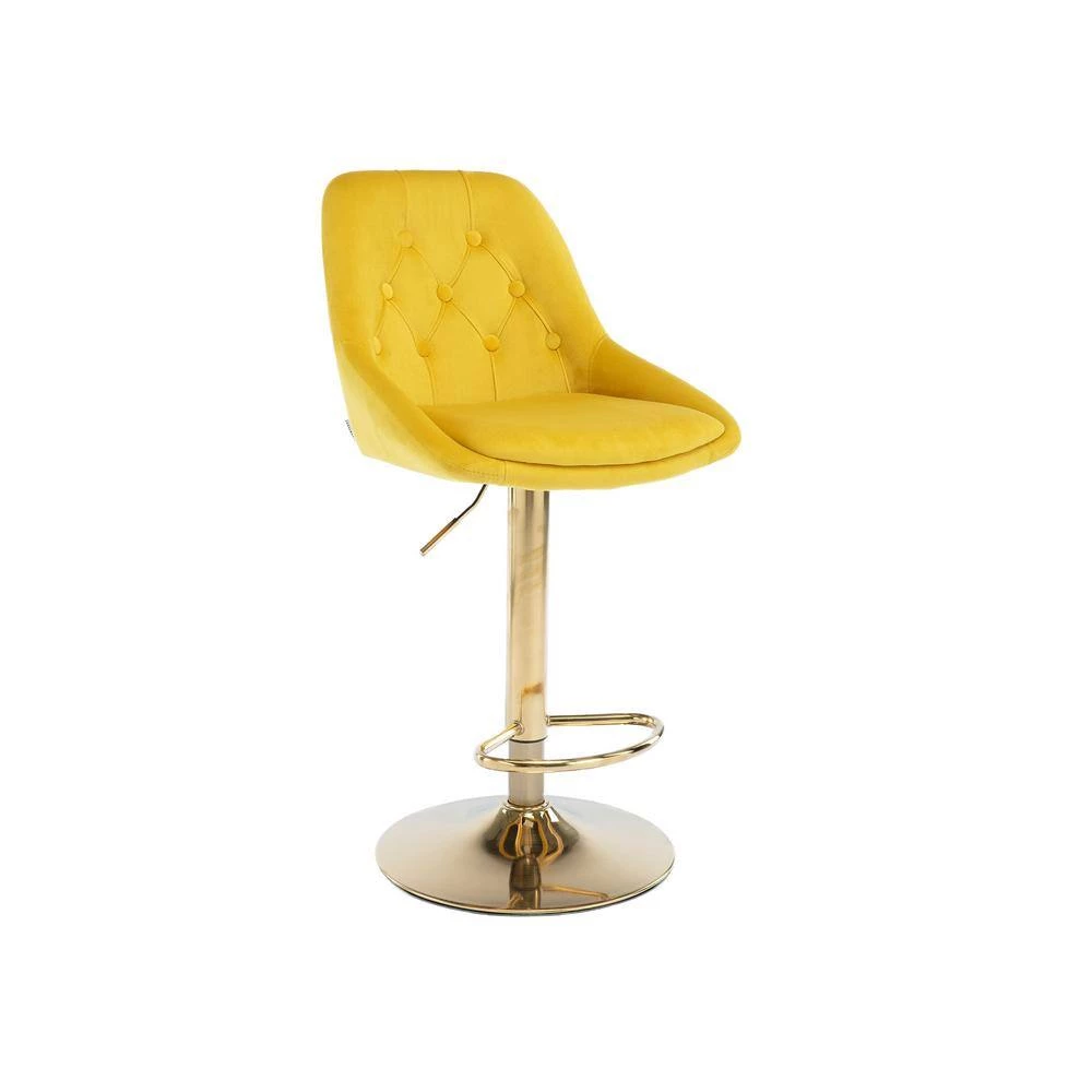 44.09 in. Low Back Yellow Metal Frame Adjustable Cushioned Bar Stool with Toweling fabric Seat (Set of 1) by ATHMILE 6 44.09 in. Low Back Yellow Metal Frame Adjustable Cushioned Bar Stool with Toweling fabric Seat (Set of 1) by ATHMILE - Image 6