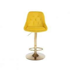 44.09 in. Low Back Yellow Metal Frame Adjustable Cushioned Bar Stool with Toweling fabric Seat (Set of 1) by ATHMILE