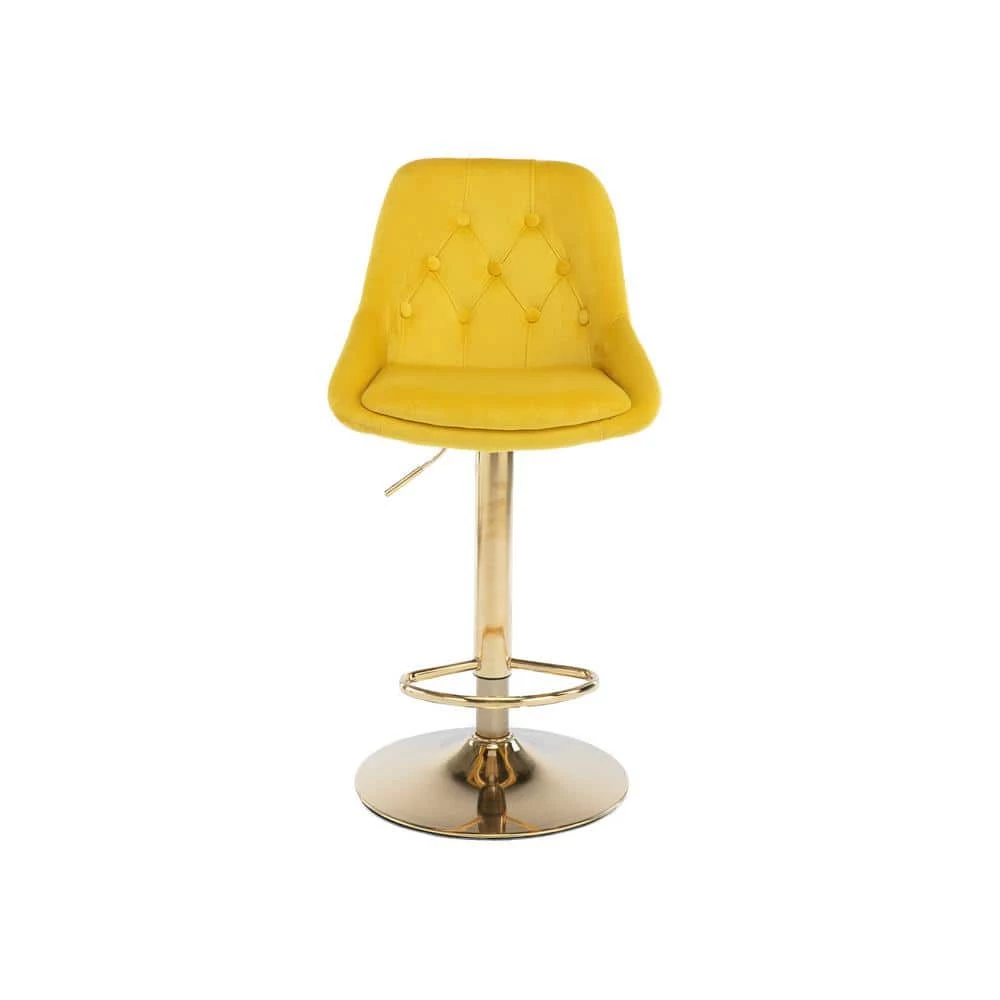 44.09 in. Low Back Yellow Metal Frame Adjustable Cushioned Bar Stool with Toweling fabric Seat (Set of 1) by ATHMILE 1 44.09 in. Low Back Yellow Metal Frame Adjustable Cushioned Bar Stool with Toweling fabric Seat (Set of 1) by ATHMILE