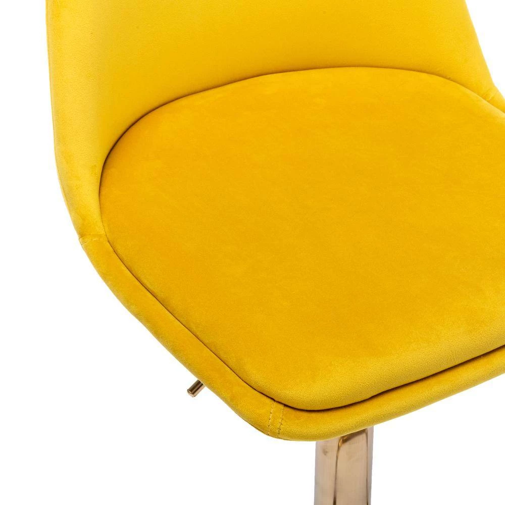 40.94 in. Low Back Yellow Metal Frame Adjustable Cushioned Bar Stool with Toweling fabric Seat (Set of 1) by ATHMILE 6 40.94 in. Low Back Yellow Metal Frame Adjustable Cushioned Bar Stool with Toweling fabric Seat (Set of 1) by ATHMILE - Image 6