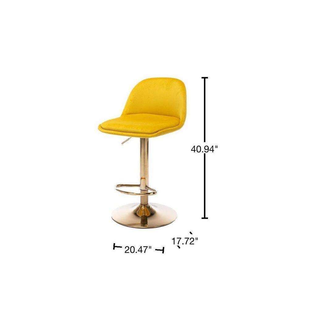 40.94 in. Low Back Yellow Metal Frame Adjustable Cushioned Bar Stool with Toweling fabric Seat (Set of 1) by ATHMILE 3 40.94 in. Low Back Yellow Metal Frame Adjustable Cushioned Bar Stool with Toweling fabric Seat (Set of 1) by ATHMILE - Image 3