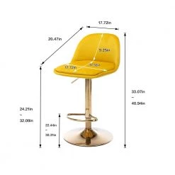 40.94 in. Low Back Yellow Metal Frame Adjustable Cushioned Bar Stool with Toweling fabric Seat (Set of 1) by ATHMILE 12 40.94 in. Low Back Yellow Metal Frame Adjustable Cushioned Bar Stool with Toweling fabric Seat (Set of 1) by ATHMILE -ATHMILE Sales Store yellow athmile bar stools gz w39538746 c3 1000