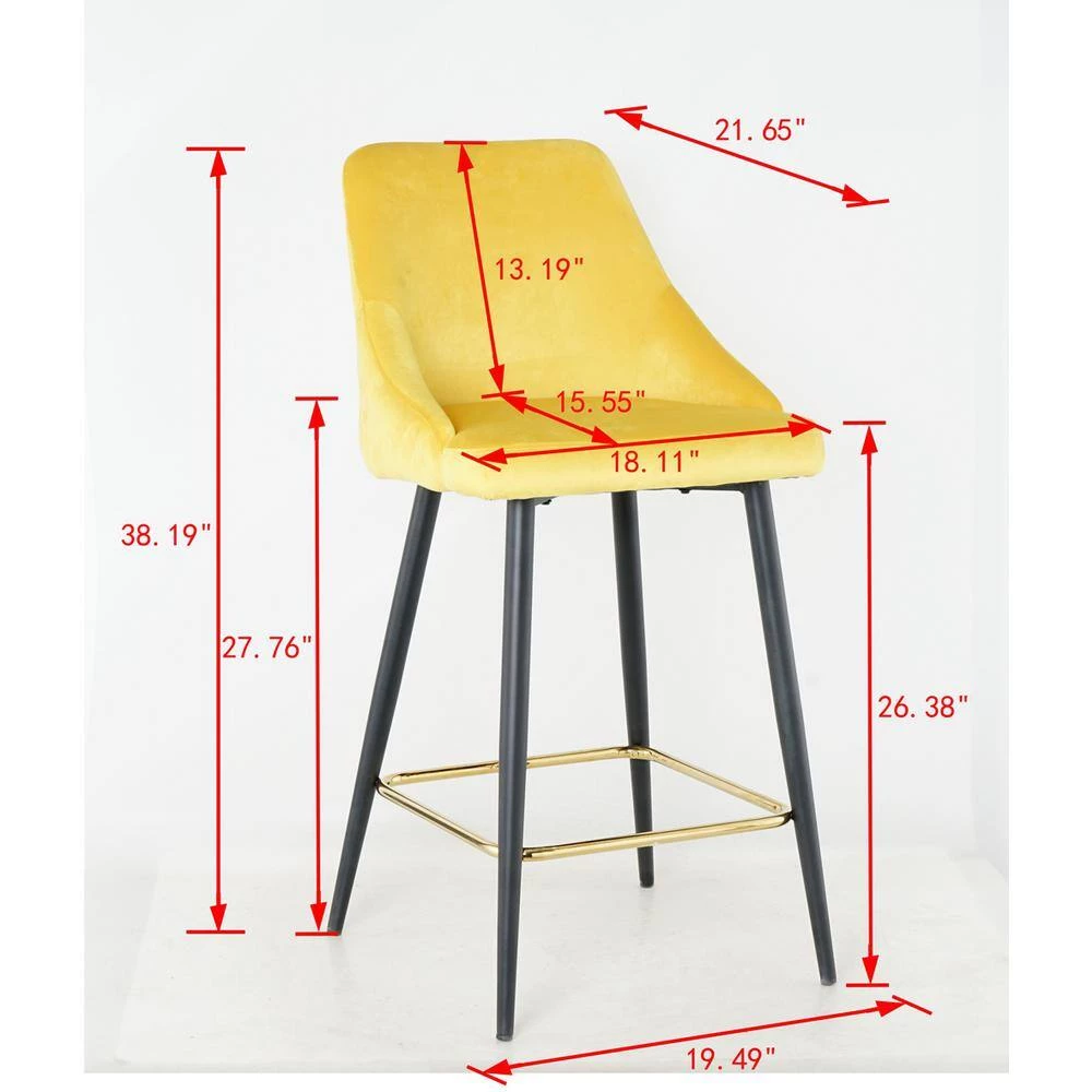 Yellow Velvet Dining Chairs (Set of 2) by ATHMILE 6 Yellow Velvet Dining Chairs (Set of 2) by ATHMILE - Image 6