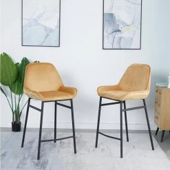 Yellow Velvet Dining Chairs (Set of 2) by ATHMILE 13 Yellow Velvet Dining Chairs (Set of 2) by ATHMILE -ATHMILE Sales Store yellow athmile dining chairs ddw21037651 31 1000