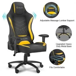 Yellow Swivel Gaming Chair with Adjustable Height by ATHMILE -ATHMILE Sales Store yellow athmile gaming chairs ddw46119168 1f 1000