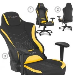Yellow Swivel Gaming Chair with Adjustable Height by ATHMILE -ATHMILE Sales Store yellow athmile gaming chairs ddw46119168 44 1000
