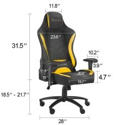 Yellow Swivel Gaming Chair with Adjustable Height by ATHMILE -ATHMILE Sales Store yellow athmile gaming chairs ddw46119168 4f 1000