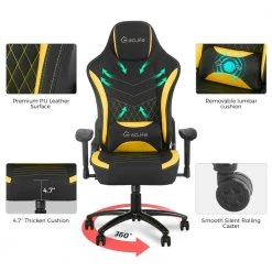 Yellow Swivel Gaming Chair with Adjustable Height by ATHMILE -ATHMILE Sales Store yellow athmile gaming chairs ddw46119168 c3 1000