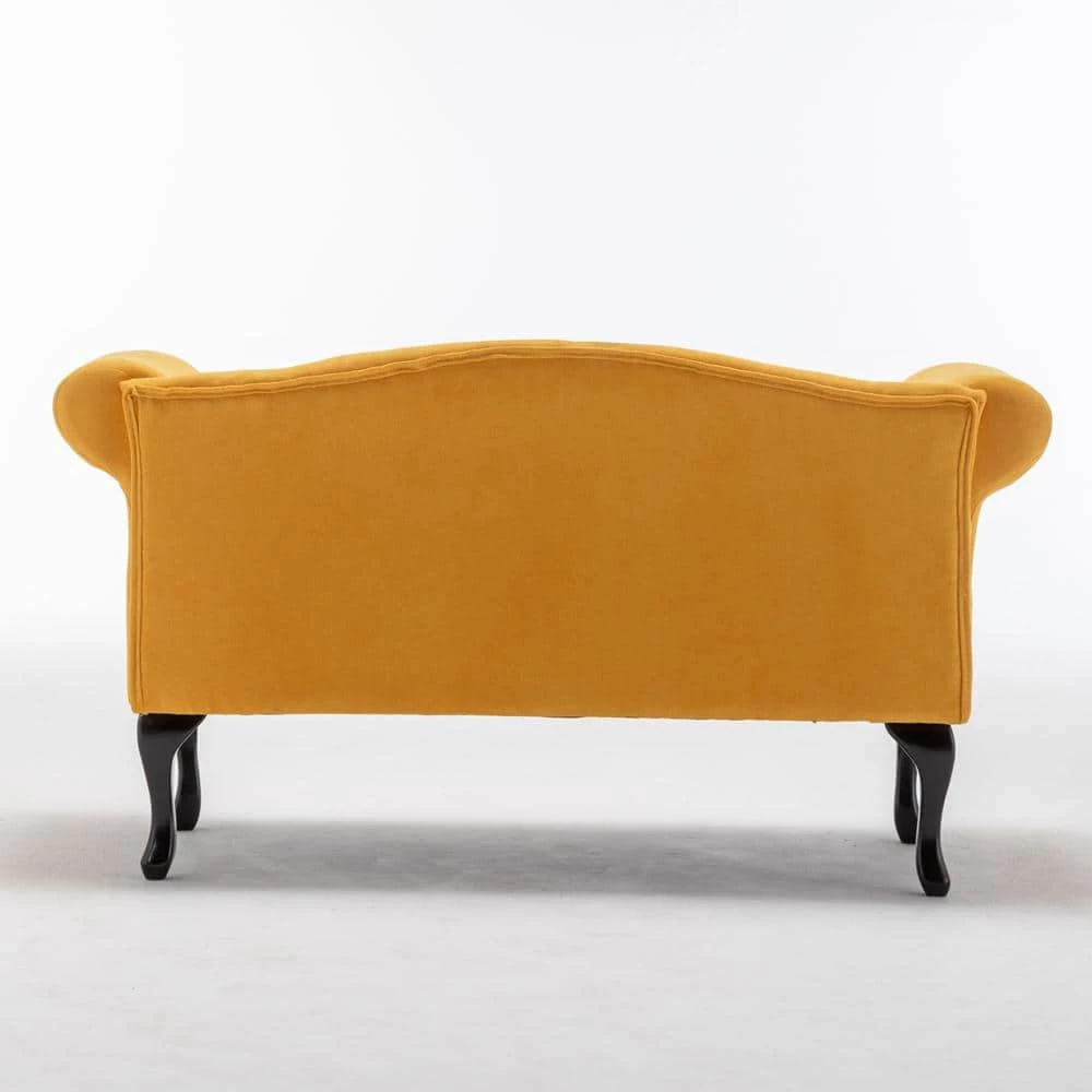 53 in. YELLOW Linen Loveseat Sofa by ATHMILE 5 53 in. YELLOW Linen Loveseat Sofa by ATHMILE - Image 5