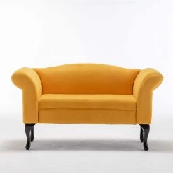 53 in. YELLOW Linen Loveseat Sofa by ATHMILE