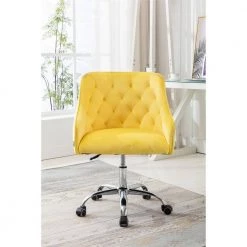 Yellow Velvet Upholstered Swivel Task Chair with Sloped Arm by ATHMILE 15 Yellow Velvet Upholstered Swivel Task Chair with Sloped Arm by ATHMILE -ATHMILE Sales Store yellow athmile task chairs gz b2w20221156 31 1000