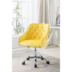 Yellow Velvet Upholstered Swivel Task Chair with Sloped Arm by ATHMILE 11 Yellow Velvet Upholstered Swivel Task Chair with Sloped Arm by ATHMILE -ATHMILE Sales Store yellow athmile task chairs gz b2w20221156 4f 1000
