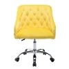 Yellow Velvet Upholstered Swivel Task Chair with Sloped Arm by ATHMILE