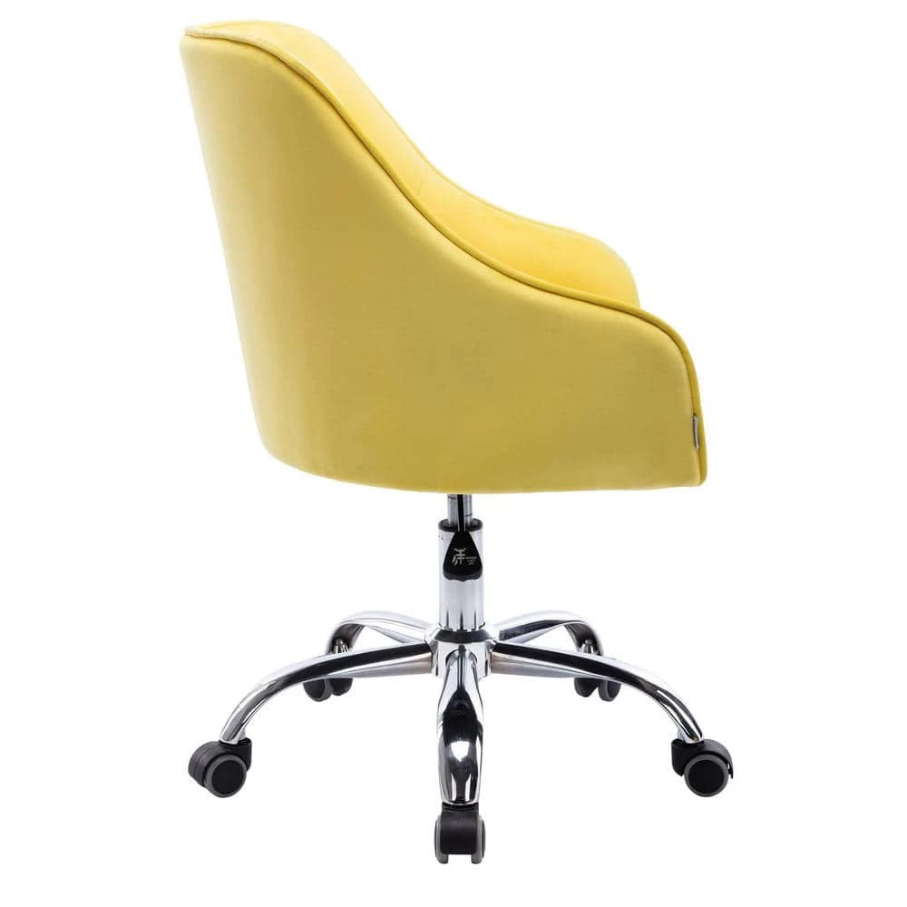 Yellow Velvet Upholstered Swivel Task Chair with Sloped Arm by ATHMILE 2 Yellow Velvet Upholstered Swivel Task Chair with Sloped Arm by ATHMILE - Image 2