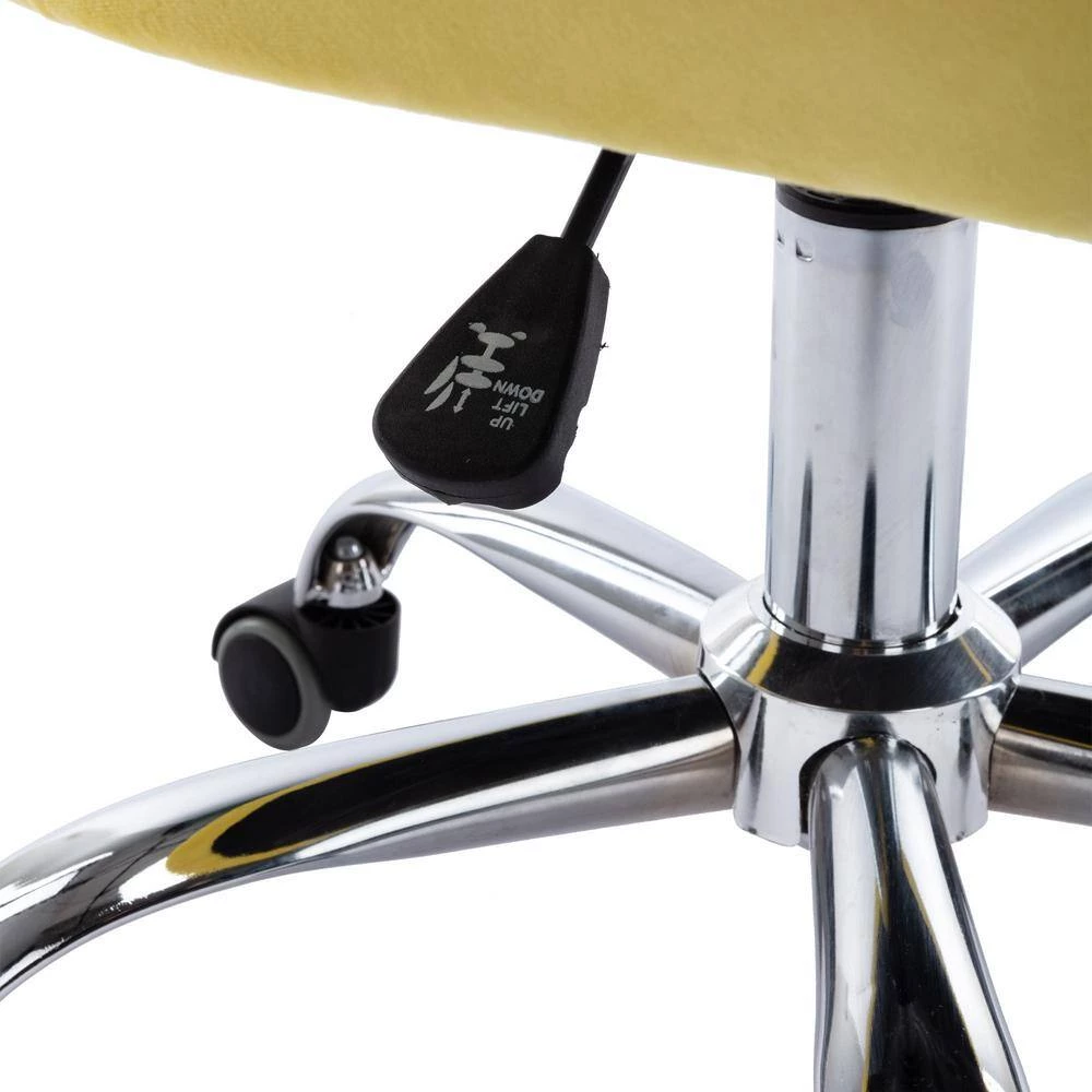 Yellow Velvet Upholstered Swivel Task Chair with Sloped Arm by ATHMILE 7 Yellow Velvet Upholstered Swivel Task Chair with Sloped Arm by ATHMILE - Image 7