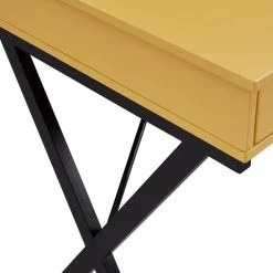Yellow 43.2 in. Rectangle MDF Table Top 2-Drawers Writing Desk with Black Stoving Varnish Steel Frame by ATHMILE 12 Yellow 43.2 in. Rectangle MDF Table Top 2-Drawers Writing Desk with Black Stoving Varnish Steel Frame by ATHMILE -ATHMILE Sales Store yellow athmile writing desks gz w48735115 4f 1000